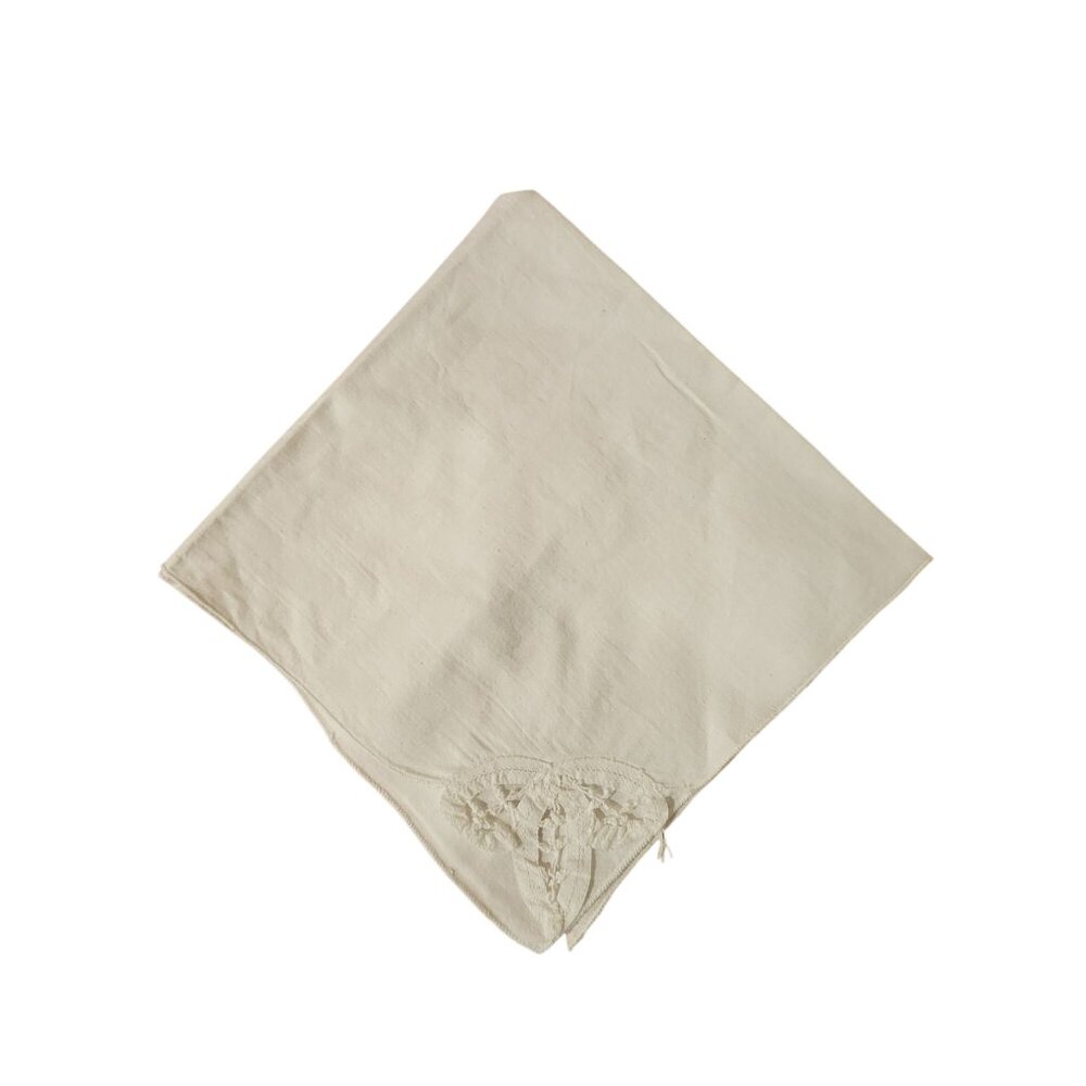 Vintage Battenberg Lace Linen Napkins - Set of 7